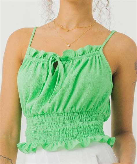 Blusa Cropped Lastex Na Cintura Allmaria Verde