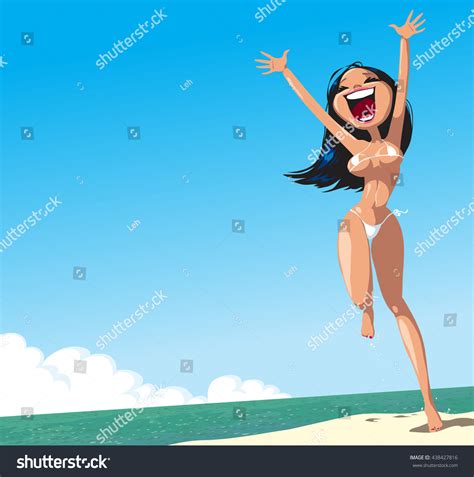 Cartoon Sexy Happy Girl Bikini On เวกเตอรสตอก ปลอดคาลขสทธ 438427816 Shutterstock
