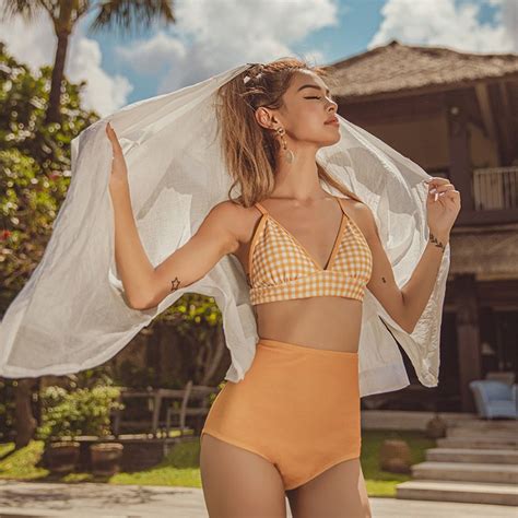 Bộ đồ bơi bikini có đệm nâng ngực lưng cao phong cách Hàn Quốc gợi cảm cho nữ BigBuy360
