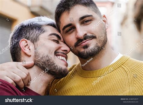 Gay Male Couple Having Tender Moment Stock Photo 2158753577 Shutterstock