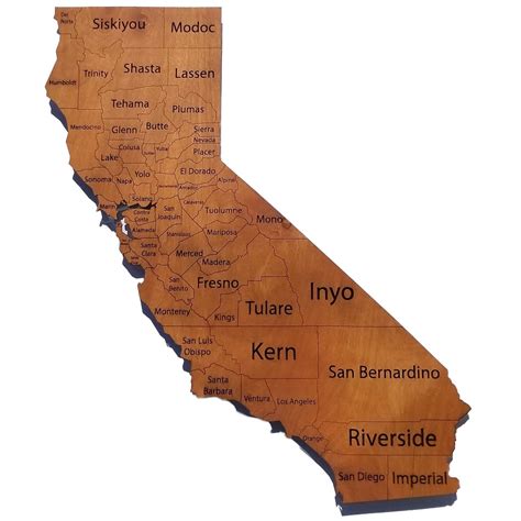 California State County Wood Map — Meridian Maps