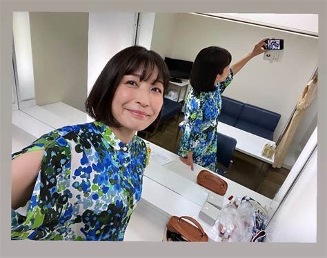 小野真弓さんのインスタグラム写真 小野真弓instagram「おはようございます☺️ 紫陽花色のワンピース🩵 肩の部分にスリットが入っ