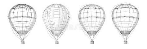 Hot Air Balloon Set Contour Drawings For Design Stock Photo Image Of Discovery Technology