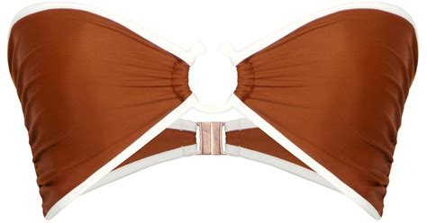 Johanna Ortiz Intense Colorings Ring Detailed Bandeau Bikini Top In Brown Lyst