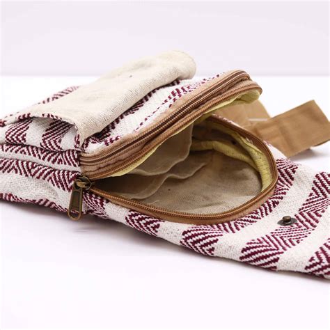 Body Cross Bag Natural Cotton Burgundy White AW Dropship Your