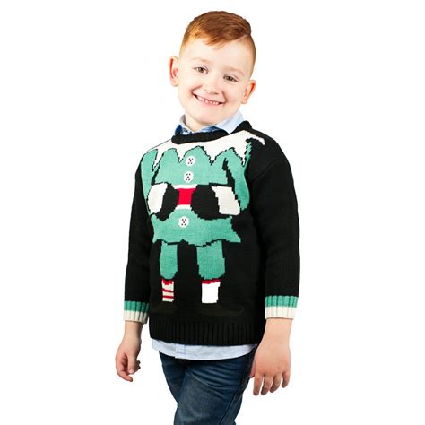 Kids Extra Thick Christmas Xmas Jumper C3202 Black