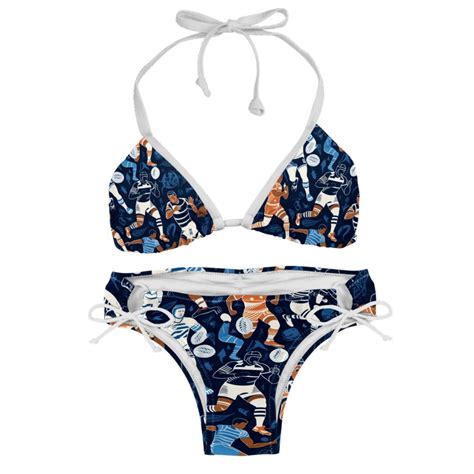 Football Swimsuit Bikini Set With Detachable Sponge And Adjustable Strap Two Pack For Beach