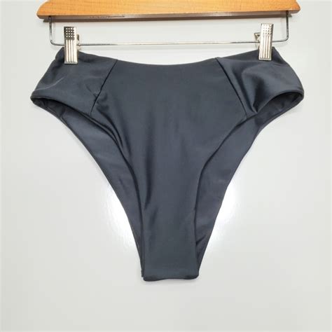 Ruuhee Swim New Ruuhee Black Solid High Waist Rise Swimsuit Bikini Bottom Size Small