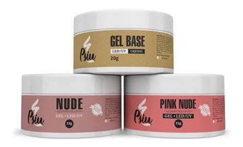 Kit 3 Géis Psiu Gel Base 20g Pink Nude Nude 25g Unha Gel Frete grátis