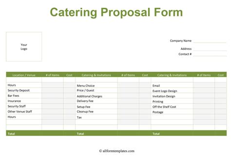 Catering Proposal Templates 01 HD All Form Templates