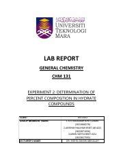 Lab Report Chm Exp Pdf Lab Report General Chemistry Chm