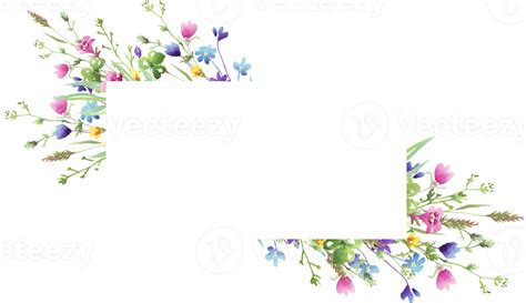 Wildflowers Frame Watercolor Clipart 21952847 Png