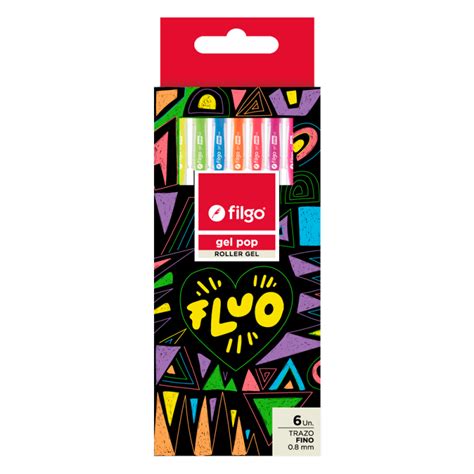 Boligrafo Gel Pop Fluo x6 Filgo Garotas Papelería Mayorista