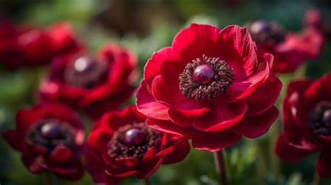 Red Anemone Flowers Beautiful Flower Background Anemone Red Hd