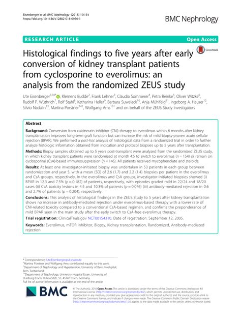 (PDF) Histological findings to five years after early conversion of kidney transplant patients ...