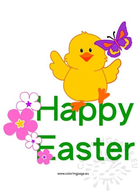 Happy Easter chick clip art | Coloring Page