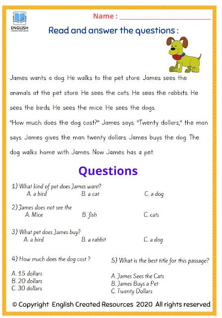 Grade 2 Reading Comprehension With Questions