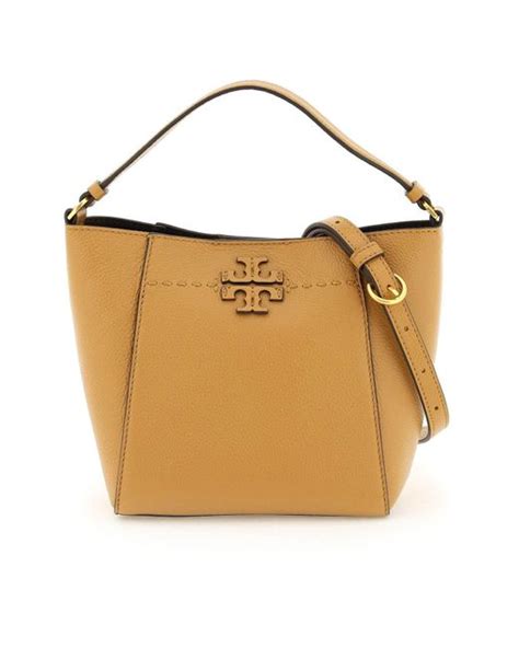 Tory Burch Grained Leather Mcgraw Bucket Bag In Brown Lyst UK