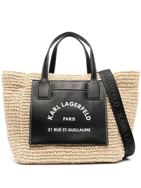 Karl Lagerfeld Rue St Guillame Raffia Tote Bag Farfetch