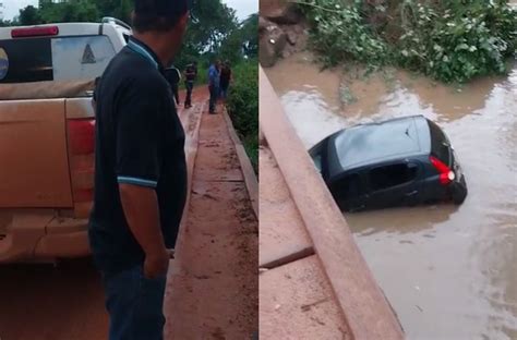 Condutor Perde Controle E Carro Cai Em C Rrego Na Estrada Entre Guas