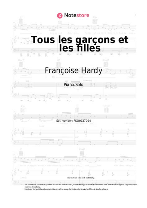 Tous Les Gar Ons Et Les Filles Fran Oise Hardy Noten Pdf Solo