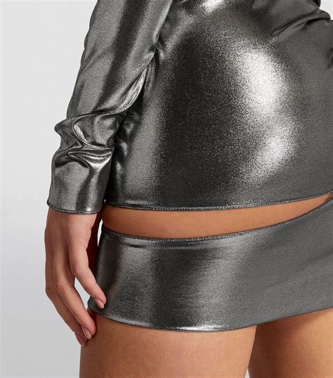 Womens Mugler Silver Metallic Mini Dress Harrods Uk