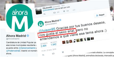 Ahora Madrid Responde A Un Usuario En Twitter Con Un Nos Gusta El Sexo Anal Cuanta Locura