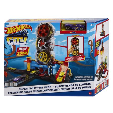 Hot Wheels City Super Twist Tire Shop ฮอตวลซต ชดรางรานลอยางรถยนตแบบหมนได HDP CH
