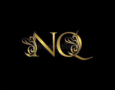 Gold N Q And Nq Luxury Letter Logo Icon Graceful Royal Style Stock