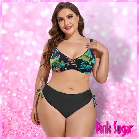 Molly Plus Size Push Up Bikini Set Black Blue ®pink Sugar