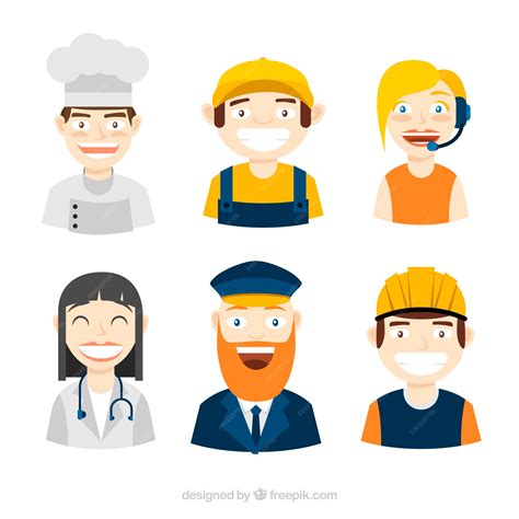 Free Vector | Smiley workers avatars with flat design