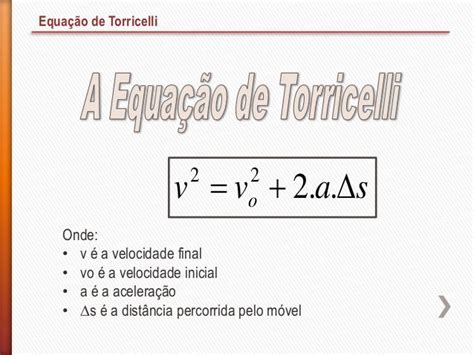 Lei De Torricelli - Movimento Uniformemente Variado - Equação de Torricelli