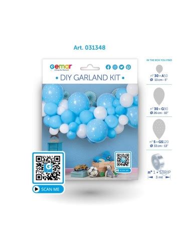 KIT GHIRLANDA PALLONCINI BABY BLUE 66 PZ