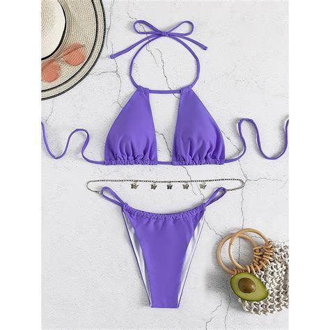 Jual PREORDER Butterfly Rhinestone Chain High Cut Bikini Female