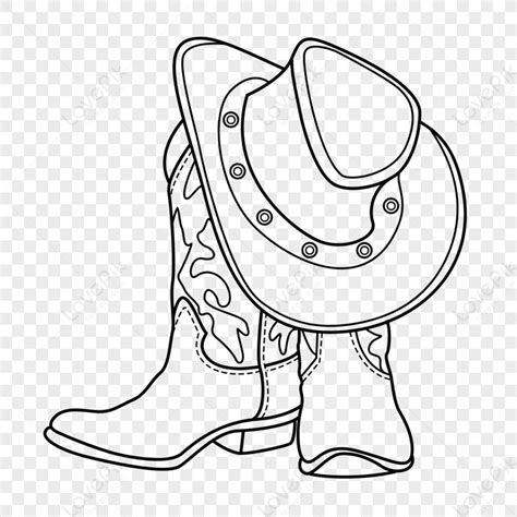Black Cowboy Hat Cowboy Boots Cliparthat Sketchcowboy Sketch Png