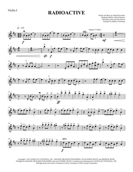 Radioactive Arr Kathryn Griesinger By Imagine Dragons Sheet Music