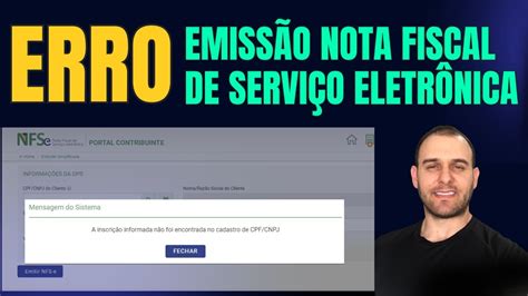 A Inscrição Informada Não Foi Encontrada No Cadastro De Cpf/cnpj - ERRO NO PORTAL NFS-e - A inscrição informada não foi encontrada no ...