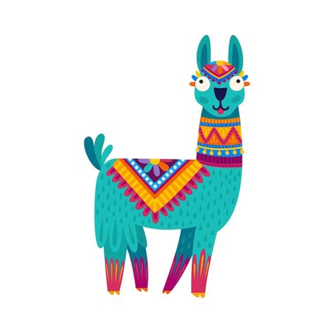 Divertido Personaje De Dibujos Animados De Llama De Alpaca Verde