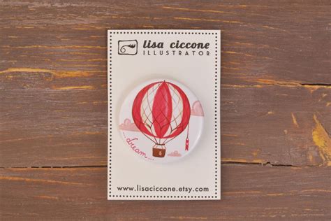Hot Air Balloon Pin School Badge Illustration Dream Etsy