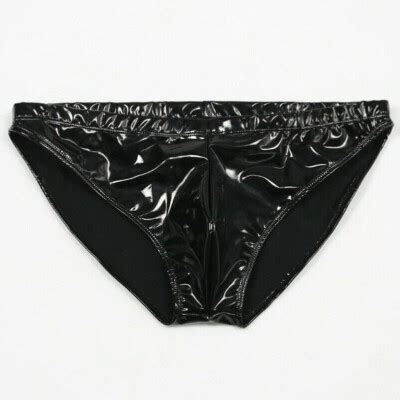 Men S Spandex Faux Latex Briefs Underwear Wet Look Thong Lingerie Night Club EBay