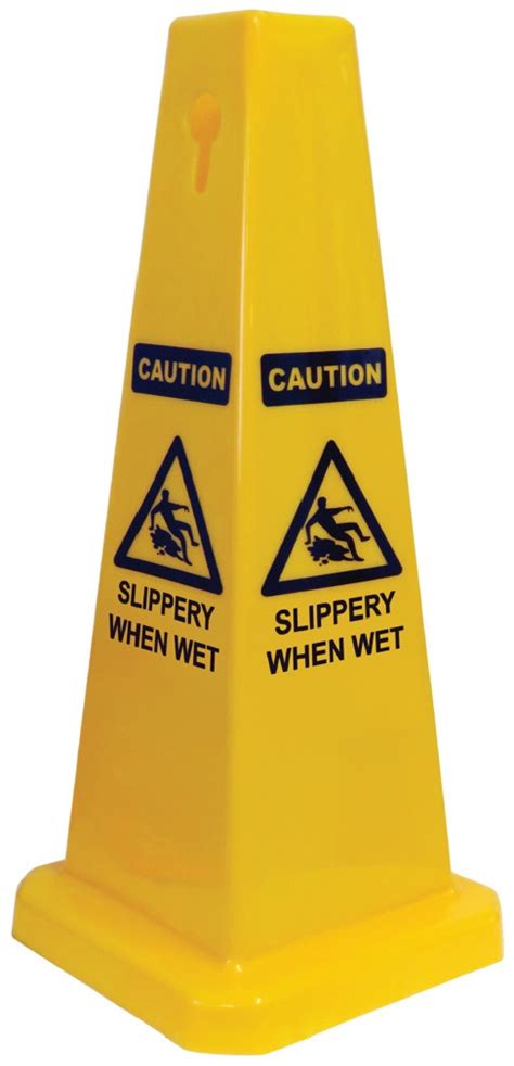 Cone Sign Caution Slippery When Wet Industrial Signs