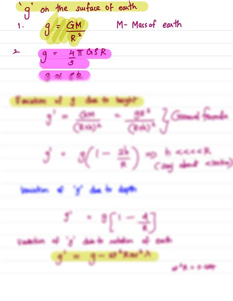 SOLUTION: Gravitation formula sheet - Studypool