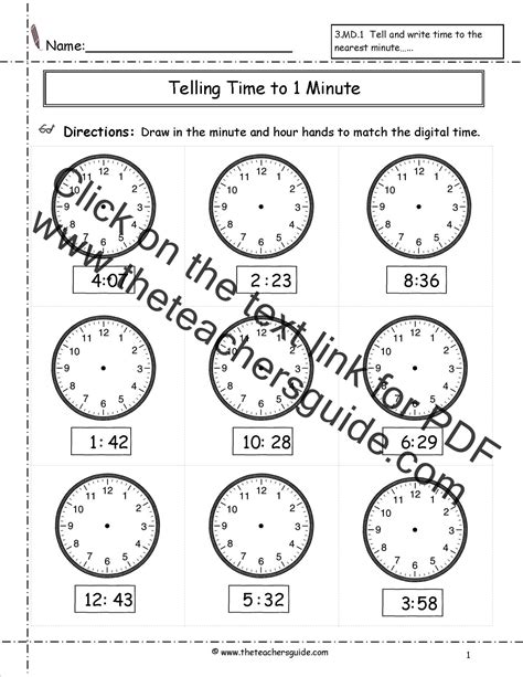 Telling Time Worksheets From The Teachers Guide