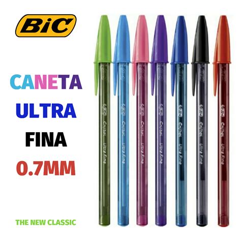 Caneta Bic Cristal Ultra Fina 0 7mm Cores Diversas Shopee Brasil