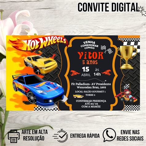 Convite Digital Hot Weels Elo Produtos Especiais