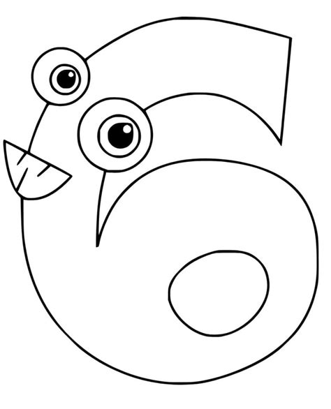 Desenho Do Numero 6 - Desenho de número 6 de Desenho Animado para Colorir