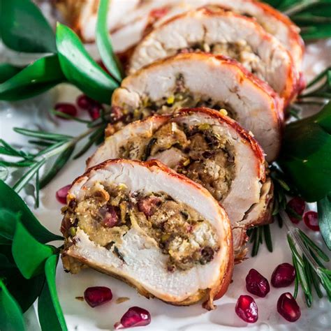 Prosciutto Wrapped Turkey Roulade With Pomegranate Port Reduction Sauce