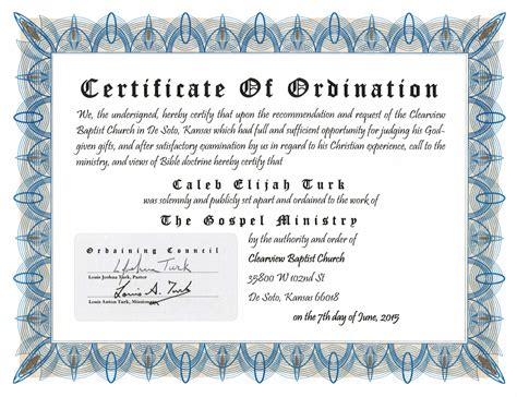 Certificate Of Ordination Template