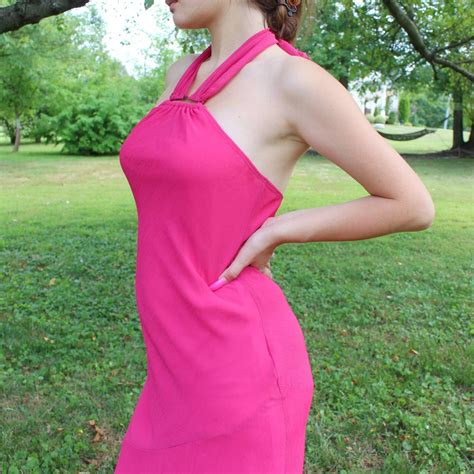 Vintage Y K Hot Pink Halter Mini Dress By Hot Kiss Gem