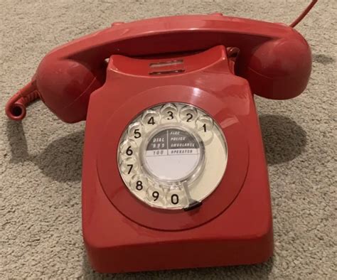 Vintage Gloss Red Gpo Rotary Dial Telephone Classic Retro Phone